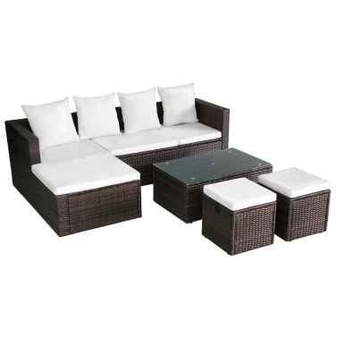 12 Piece Garden Угловой диван Набор Poly Rattan Brown