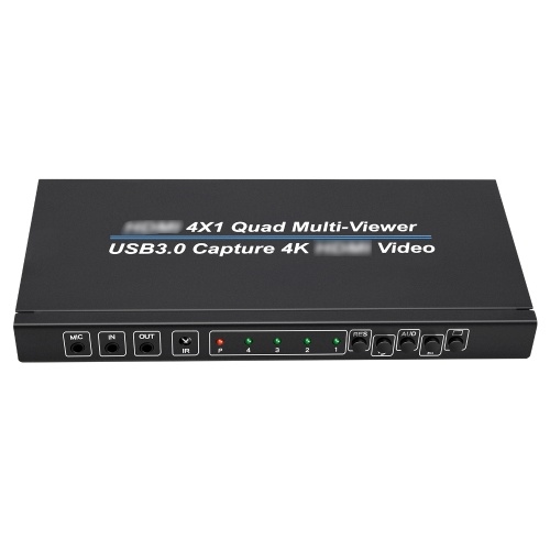 4x1 HDMI 4K@30Гц Разделитель экрана Quad Multi-view Разделитель экрана Выход 4-в-1 с плавным переключением Мощный USB3.0 захват видео «все в одном»