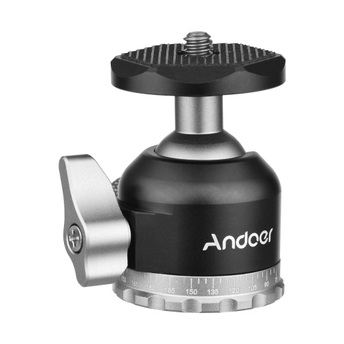 Andoer Compact Panorama Адаптер для крепления штатива с шаровой головкой 1/4 дюйма Винтовой соединитель Мини-шаровая головка из алюминиевого сплава Обработка с ЧПУ 5 кг / 11 фунтов Грузоподъемность