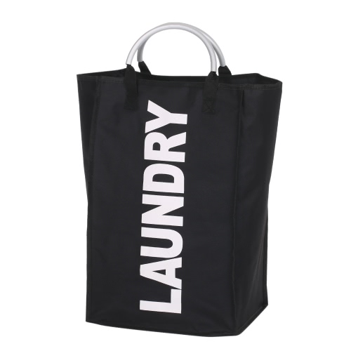 Практичная складная стиральная сумка для стирки Грязная одежда Прачечная для корзины Прочная сумка для хранения с ручкой из сплава - черный